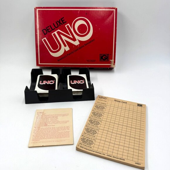 Deluxe Uno Card Game 1978 By International Games Complete With Box Cards & Score - Picture 5 of 14